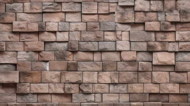 Light brown brick wall texture background. Brickwork and stonework flooring interior rock old pattern design