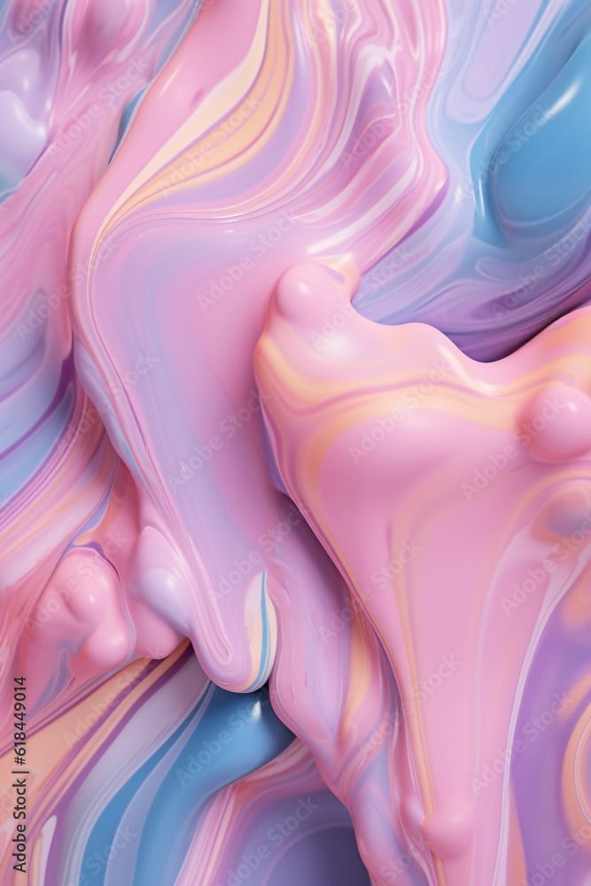 Poster macro close-up of pastel slime texture, made with generative ai