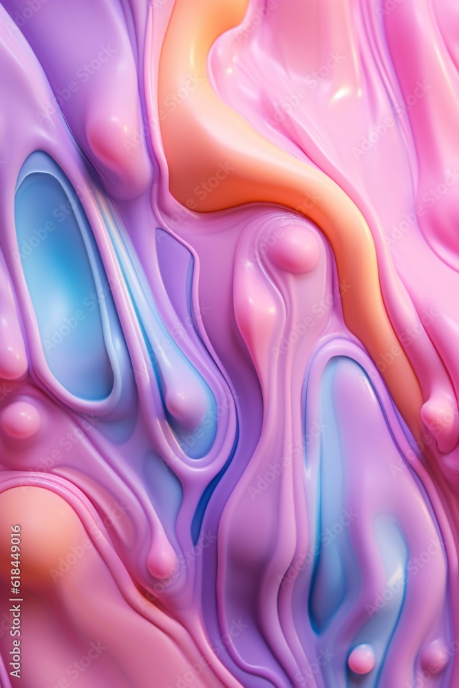Poster macro close-up of pastel slime texture, made with generative ai
