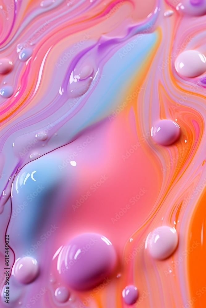 Poster macro close-up of pastel slime texture, made with generative ai
