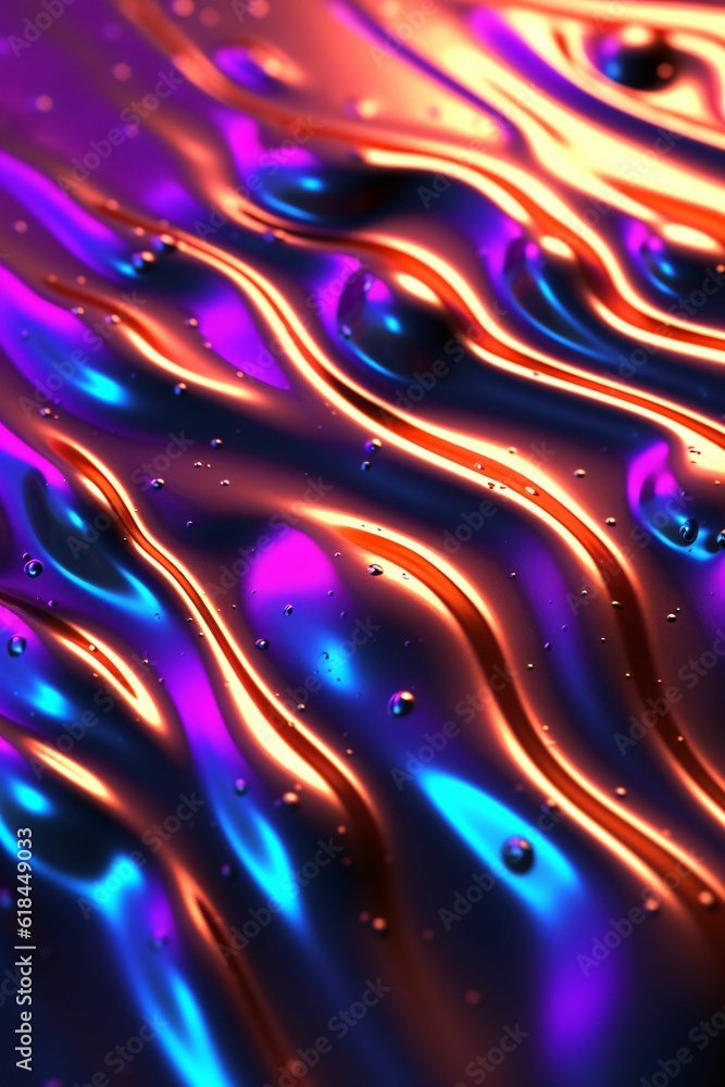 Poster macro close-up of neon slime texture, made with generative ai