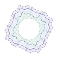 Watermark. Guilloche rosette element. Digital watermark for Security Papers. It can be used as a protective layer for certificate, voucher, banknote, play money design, currency, note, check, ticket,