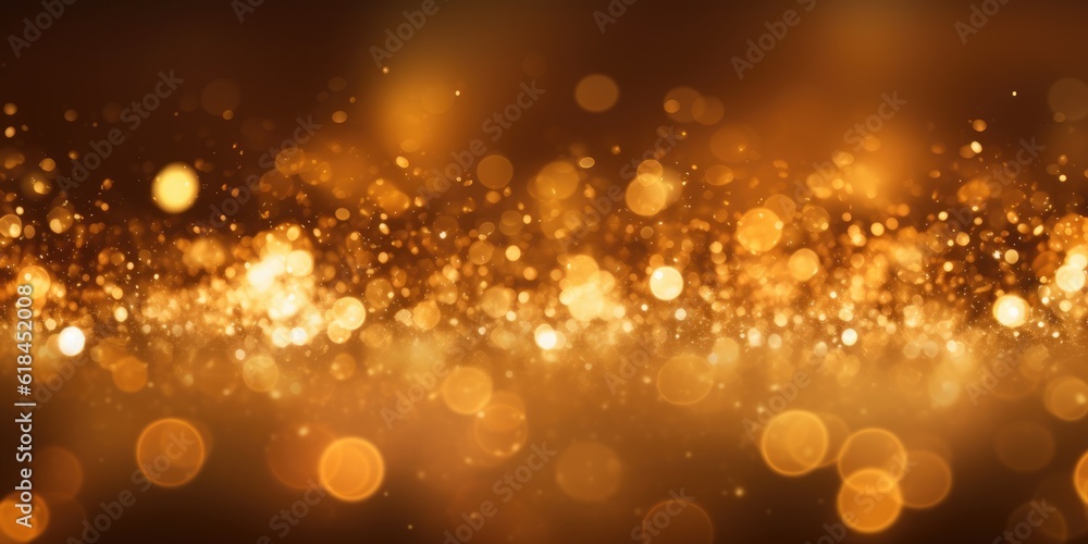 Poster a gold abstract bokeh background. generative ai image aig30.