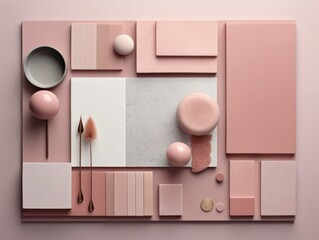 AI generated illustration of a simple moodboard inspiration design in a pink color palette