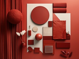 AI generated illustration of a simple moodboard inspiration design in a red white color palette