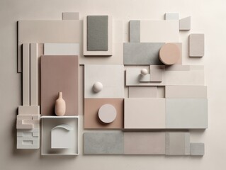 AI generated illustration of a simple moodboard inspiration design in a pastel color palette
