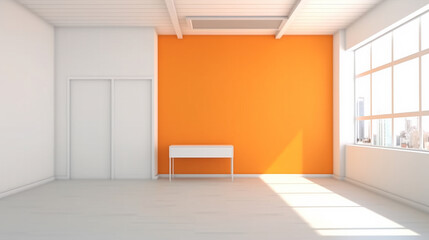 Modern Office, Empty, White ambience with some color accents, futuristic. Ideal for video conference background. Beautiful and relaxing.