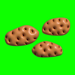 3D Bakery Ingredients Asset with a greenscreen background