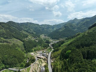 Aerial view of Sunouchi Valley in Toon City, Ehime Prefecture