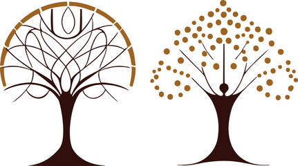 Vector illustration of the golden tree of life isolated on the white background