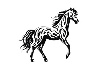 Obraz na płótnie Canvas Horse black line stencil isolated on white background PNG