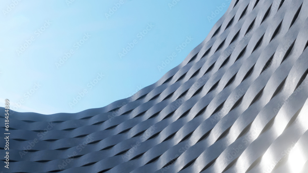 Poster Abstract modern architecture with wavy facade, 3d rendering.