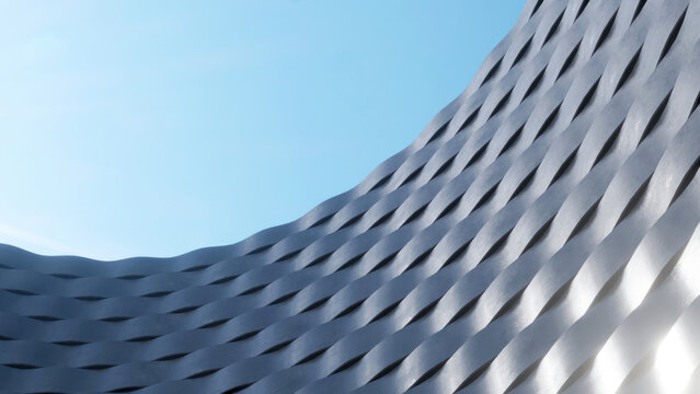 Abstract modern architecture with wavy facade, 3d rendering.