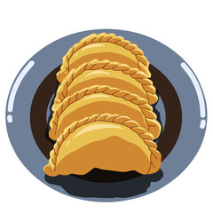 Illustration of traditional Indonesian food pastel cakes made from flour with meat or vegetable filling