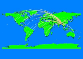 Naklejka premium Vibrant Sittwe, Myanmar map - Export concept map for Sittwe, Myanmar on World map. Suitable for export concepts. File is suitable for digital editing and prints of all sizes.