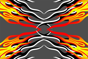 abstract racing background vector design with flame-like stripes pattern looks cool on dark gray background