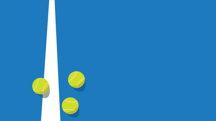 Detail illustration of a blue paddle court an tennis balls on a sunny day. With copy space.	