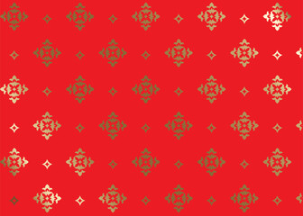 seamless pattern with red flowers, Red and golden abstract asian vector creative motif.Vector illustration. Luxury ornament template. Tender design for gift wrappers, wallpaper, wrapping paper, Vector