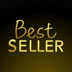 Best seller golden text. Bestseller label