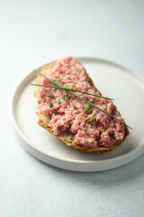 Traditional pork pate or mettwurst
