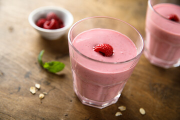 Healthy homemade raspberry smoothie