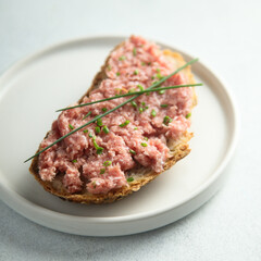 Traditional pork pate or mettwurst