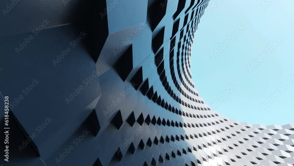 Aufkleber Abstract modern architecture with wavy facade, 3d rendering.