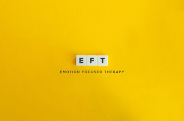 Emotion Focused Therapy (EFT) Banner. Letter Tiles on Yellow Background. Minimal Aesthetic.