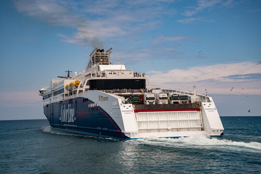 The Color Line Super Speed 2 leaving the port of Hirtshals Denmark for Larvik Norway.