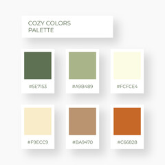 Cozy boho palette. Trendy pallete of color. Cozy color pallete. Swatch summer candy shade tone with hex code. Nft pastel colors. Super trendy color  © Bodega