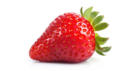 Juicy Delight: Fresh Strawberry on White. Generative AI
