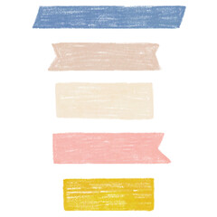 Hand drawn Old mini washi tape strips. Retro masking washy tape isolated. Pencil texture handdrawn style
