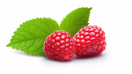 Ruby Jewel: Luscious Raspberry Delight on a White Canvas. Generative AI