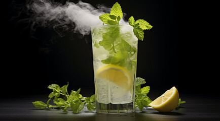 lemonade with crushed ice and leaves generativa IA