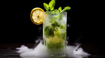 cocktail with lime glazed with liquid nitrogen generativa IA