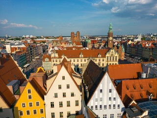 Wroclaw, a city in the Lower Silesian Voivodeship on a sunny day. The most visible tourist places...