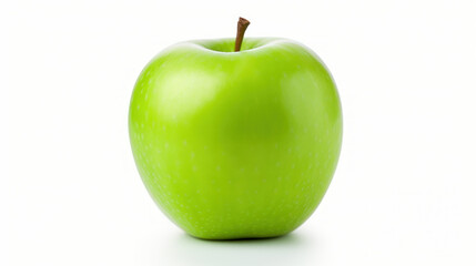 Crisp Perfection: Green Apple on White.  Generative AI