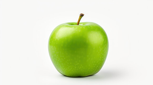 Serenity in Green: Isolated Green Apple on White. Generative AI