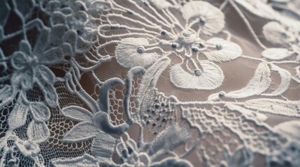 Macro White Lace Fabric Photography AI Generated