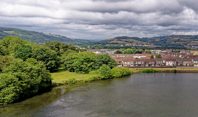 Fototapeta na wymiar Caerphilly Town and the Rhymney Valley - South Wales, United Kingdom
