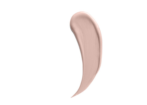 Rose Beige Liquid Foundation cosmetic swipe smear smudge isolated on white background. rose beige color brush stroke close up. Makeup cream texture background
