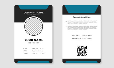 Modern corporate identity card design template. Company employee ID card design. Vector - obrazy, fototapety, plakaty
