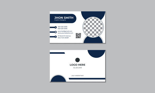 Professional Blue and grey white color Clean and Modern simple Business card design