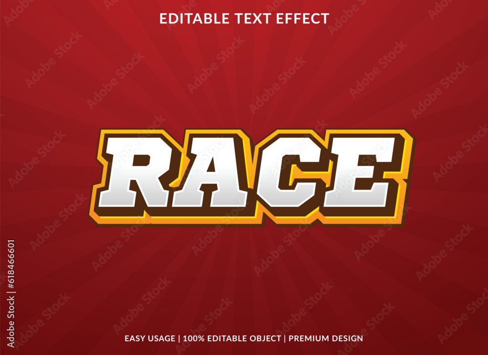 Poster race editable text effect template with abstract background use for business brand and logo