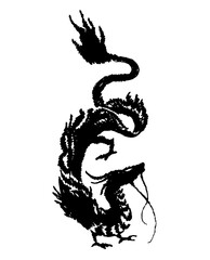 Chinese s Dragon of the ink painting. Chinese New Year illustration for the Year of Dragon. Vector sketch illustration isolated on white background