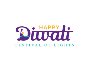Calligraphy letter design concept of Happy Diwali /Deepavali. Diwali typography banner