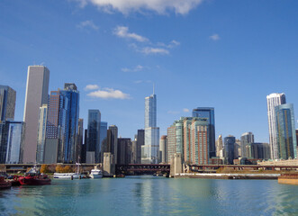 Fototapeta na wymiar Chicago Skyline, as seen from Lake Michigan - Chicago, Illinois, USA
