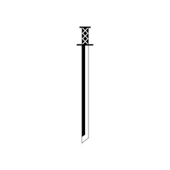 Black Sword on transparent background. Crossed Knight Sword Ancient Weapon Cartoon Design	