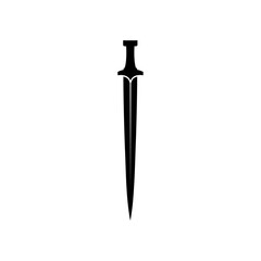 Black Sword on transparent background. Crossed Knight Sword Ancient Weapon Cartoon Design	