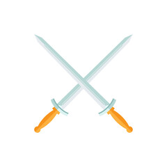 Cartoon game sword on transparent background. Crossed Knight Sword Ancient Weapon Cartoon Design